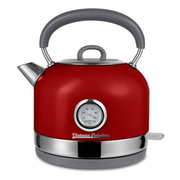 Czajnik elektryczny stalowy Vintage Cuisine, 1,7 l, 2200 W, z termometrem, czerwony