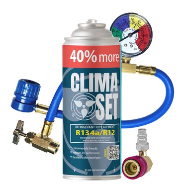 CLIMASET_Gaz do klimatyzacji ClimaSet R134a 626 g, z przewodem z manometrem i adapterem HP/LP_1