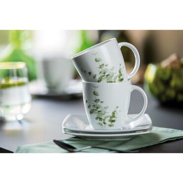 Zestaw kawowy z porcelany na 6 osób Lubiana Victoria, 12 sztuk, biały