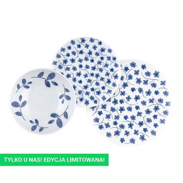 LUBIANA_Zestaw obiadowy z porcelany na 6 osób Lubiana Boss, 18 elementów, z niebieskim wzorem_1