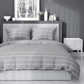 Pościel satynowa 220 x 200 cm Home Satin, szare pasy