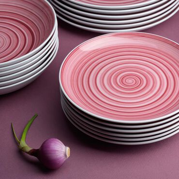 Zestaw obiadowy z porcelany na 6 osób Chodzież City, 18 elementów, różowy