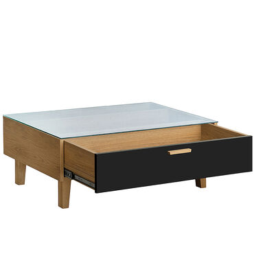 Stolik kawowy 90 x 35 x 60 cm Frisk, z przeszklonym blatem, czarny