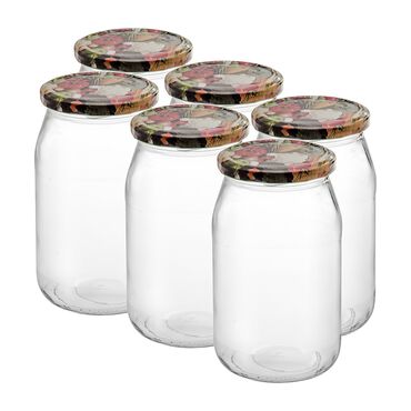 FLORINA_Słoik 900 ml z metalową nakrętką Florina, 6 szt., nadruk warzywa_1