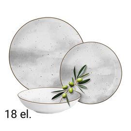 Zestaw obiadowy z porcelany na 6 osób MG Home Antico, 18 elementów, szary