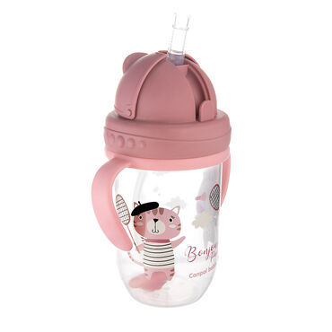 CANPOL BABIES_BONJOUR PARIS Kubek niekapek, 270 ml, czerwony, rurka i odważnik_3