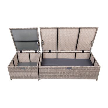 Sofa ogrodowa Jumi, z technorattanu, 2 podnóżki, szara