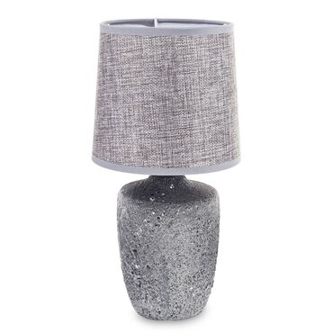 LAMPKA STOŁOWA NOCNA Z ABAŻUREM, CERAMICZNA PODSTAWA, SZARA1