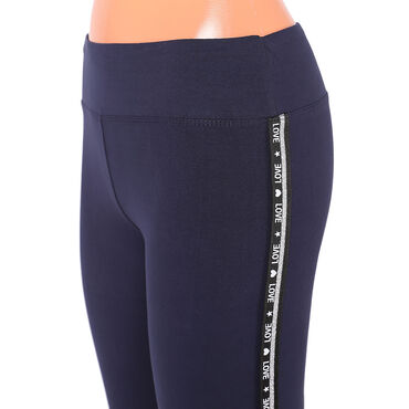 MORAJ_Legginsy damskie, niebieskie z lampasem Love, L/XL, z wysokim stanem_3
