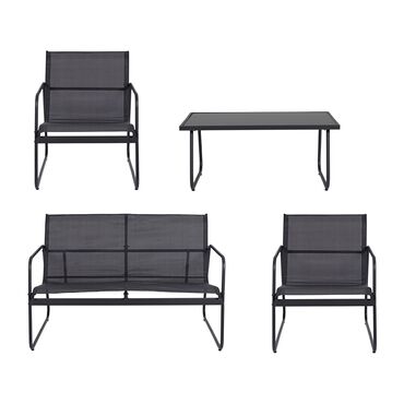 Zestaw mebli ogrodowych Black Forest, stolik, 2 krzesła i sofa, czarny
