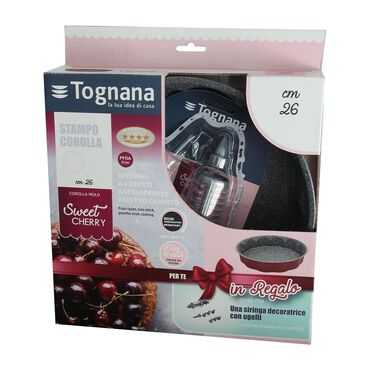 TOGNANA_Forma do pieczenia okrągła 26 cm Tognana Sweet Cherry, z zestawem do dekoracji, bordowa_2