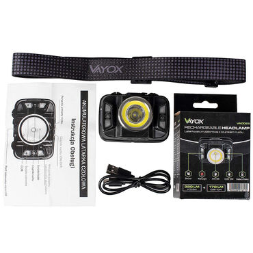 Latarka czołowa Vayox Pro VA0025, 430 lm, akumulatorowa