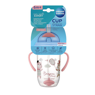 CANPOL BABIES_BONJOUR PARIS Kubek niekapek, 270 ml, czerwony, rurka i odważnik_2