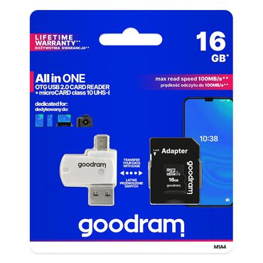 GOODRAM_Karta pamięci Goodram M1A4 Micro SDXC 16 GB, klasa 10, z adapterem i czytnikiem kart_1