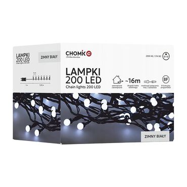 EXTRALINK_Lampki choinkowe 200 LED Extralink, 16 m, kulki, zimny biały_1