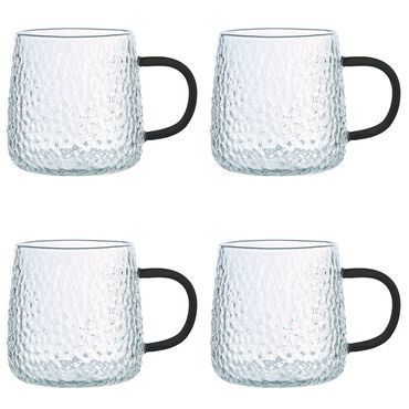 MG HOME_Szklanki żłobione MG Home Deco, 4 sztuki, 350 ml, z czarnym uchem_1