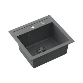 Zlewozmywak granitowy jednokomorowy szary Root Chef Box, 500 x 470 x 185 mm