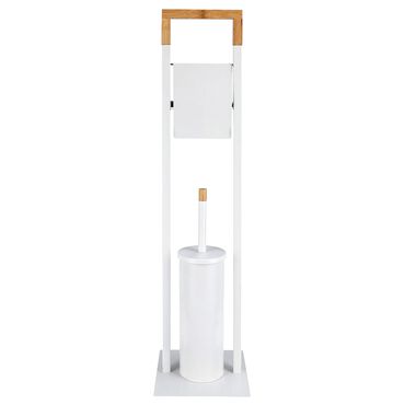 JUMI_Stojak na papier toaletowy łazienkowy z klapką JUMI, metal, bambus, biały_1
