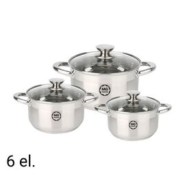 Zestaw garnków MG Home Moderno Brushed Steel, 6 elementów, stal nierdzewna