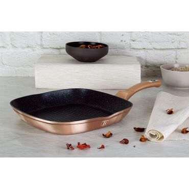 Patelnia grillowa 28 cm, BerlingerHaus Rose Gold, nieprzywierająca