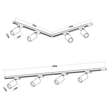 Lampa sufitowa Milagro Pipe Track 4 x GU10, na szynie, 1,5 m, biały