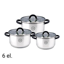 Zestaw garnków MG Home Black, 6 elementów, stal nierdzewna