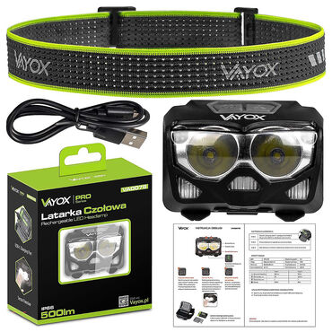 Latarka czołowa Vayox Pro VA0078, 500 lm, hybrydowa