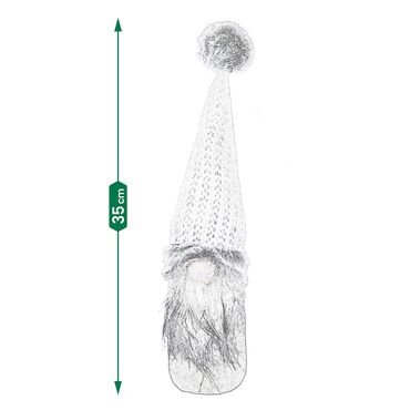 Skrzat stojący Jumi, w czapce z pomponem, 35 cm, szaro-biały