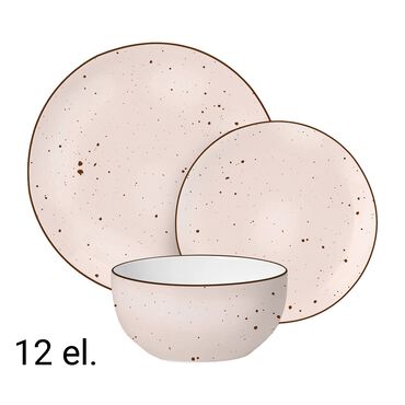 MG HOME_Zestaw obiadowy z porcelany na 4 osoby MG Home Gemma Pink, 12 elementów, różowy_1