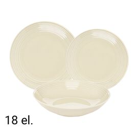 Zestaw obiadowy z porcelany na 6 osób Ambition Linea, 18 elementów, kremowy