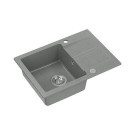 Zlewozmywak granitowy jednokomorowy z ociekaczem szary Root Chef Short, 620 x 440 x 175 mm