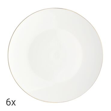 ALTOM DESIGN_Talerze deserowe z porcelany Altom Design Bella, 20 cm, 6 sztuk, ze złotą linią_1
