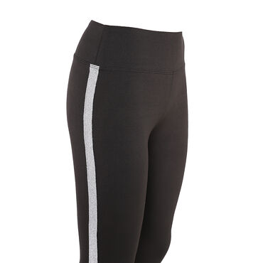 Legginsy damskie, czarne ze srebrnym paskiem, rozmiar XXL