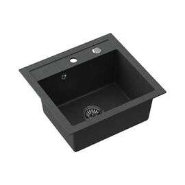 Zlewozmywak granitowy jednokomorowy czarny Root Chef Box, 500 x 470 x 185 mm