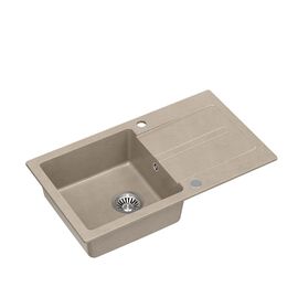Zlewozmywak granitowy jednokomorowy z ociekaczem beżowy Root Chef Long, 770 x 440 x 175 mm