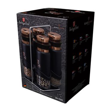 Przyprawniki na stojaku 120 ml Black Rose, czarno-złote