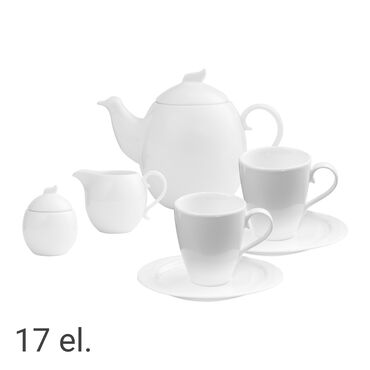 AMBITION_Zestaw kawowy z porcelany na 6 osób Ambition Giro, 17 elementów, biały_1