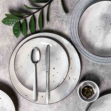 Zestaw obiadowy z porcelany na 6 osób MG Home Antico, 18 elementów, szary