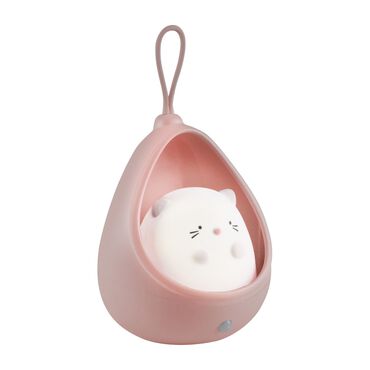 SANICO_Lampka silikonowa LED Sanico Goldlux, Kitty, różowo-biała, z czujnikiem PIR_1