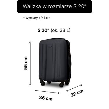 Walizka Wings Kestrel, 55 x 36 x 22 cm, ciemnoszara