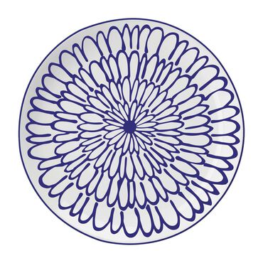 Zestaw obiadowy z porcelany na 6 osób MG Home Fiori, 18 elementów, biało-niebieski