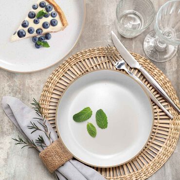 Zestaw obiadowy z kamionki na 6 osób MG Home Artena White, 18 elementów, biały