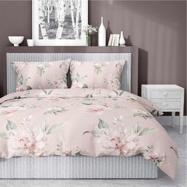 Pościel satynowa 220 x 200 cm Home Satin, różowa w peonie