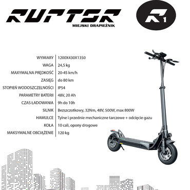 Hulajnoga elektryczna Ruptor R1, 500 W, zielona