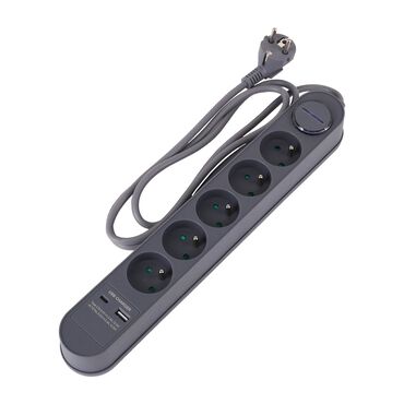 HYKKER_Listwa zasilająca Hykker, z USB, 1,5 m, 5 gniazd, szara_1