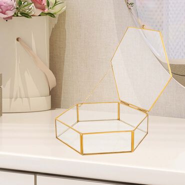 Szkatułka szklana Altom Design, Gold Honey, 20 x 19 cm