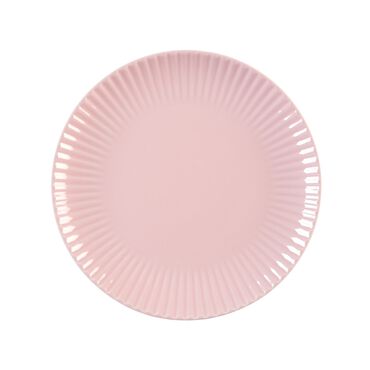 Zestaw talerzy dla 6 osób Daisy, porcelana, różowe, 18 elementów