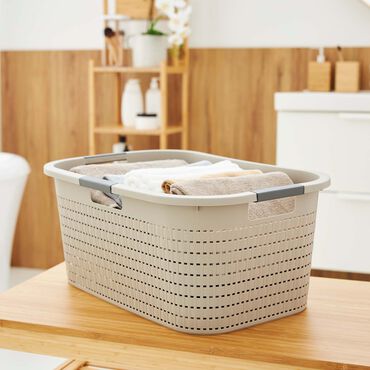 Kosz na pranie Rotho Country, 40 L, beżowy