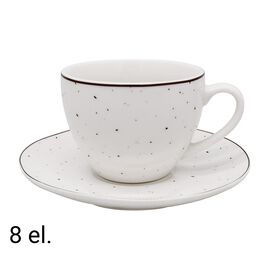 Zestaw do kawy z porcelany MG Home Gemma, 240 ml, 8 elementów, biały nakrapiany