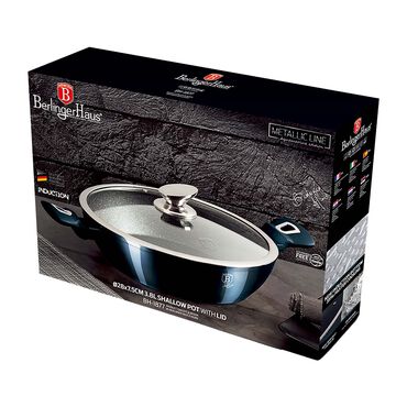 Płytki garnek z pokrywką BERLINGERHAUS AQUAMARINE, aluminiowy, 3,8 l